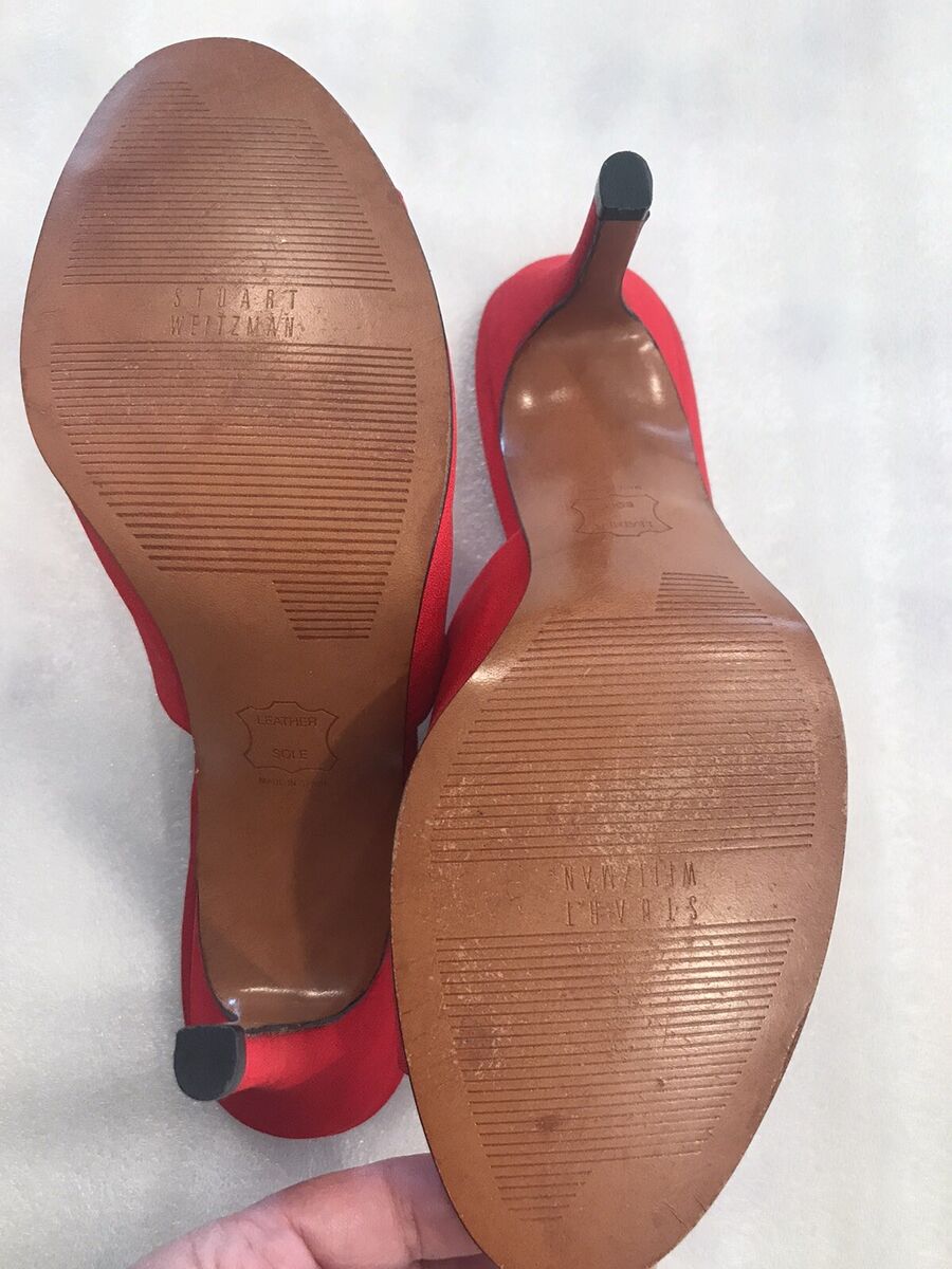stuart weitzman red high Heels Material Open Back Shoes Sz10 stuart weitzman red high Heels Material Open Back Shoes Sz10