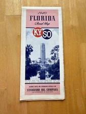 Vintage 1940 Standard Oil Florida Highway Road Map Travel Folded Brochure USA