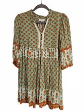 Umgee Spring Floral Knee Length Dress Bohemian Tribal Size M