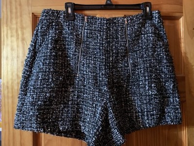 Women s Express Textured Black Shorts With Zippers On The Front Size 14 NWT