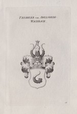1830 Adelsheim-Wachbach Wappen coat of arms Heraldik Kupferstich