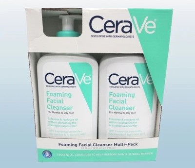 CERAVE FOAMING FACIAL CLEANSER FOR NORMAL TO OILY SKIN 12 OZ 2PCS GIFT SET BOX.