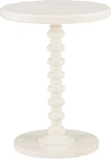 Tarkin round off White Turned Spindle Pedestal Side Accent Table