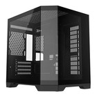 CiT DS240 Dual Chamber Micro-ATX Gaming PC Case, Black, Tempered Glass, no Fan