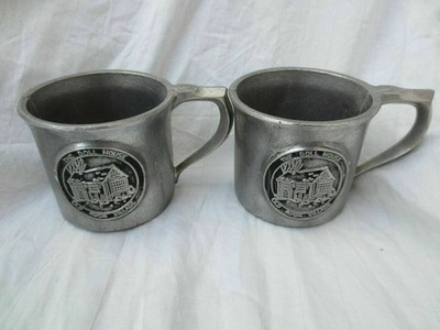 TWO Doll House OLD AON VILLAGE Pewter Cups Mugs