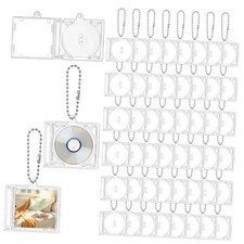 48 Pcs Mini Cd Keychain Album Cases Plastic Cd Cases Clear DVD Cover Bulk DVD