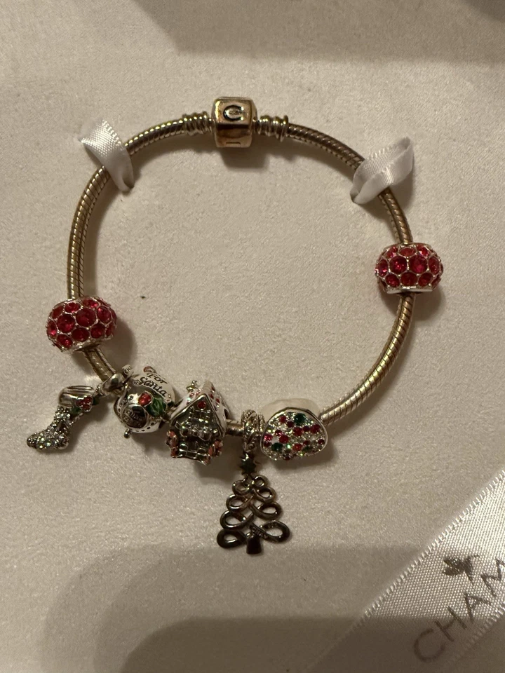 Juego de Pulsera Chamilia RARO Navidad Dije Foto 3 de 4