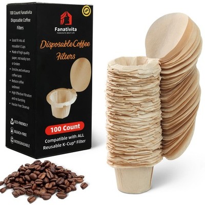 100 Count Fanativita K Cup Filters Disposable 100 Count, K Cup-Unbleached
