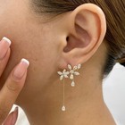 3.3ct Mixed fancy Climber Earrings Yellow Gold 14K Labcreated Diamond F/VS — photo 2