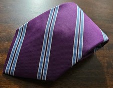 Brooks Brothers 346 Men's Tie 100% Silk Made In USA 57 Purple Blue Stripes