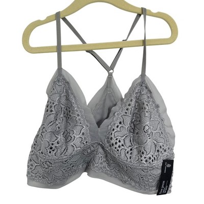 Free Press Gray Lace Sport Bralette Lingerie Removable Pads Medium