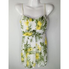 Vintage Ruby Rox Yellow & Green Tropical Floral Mini Dress MED NWT BabyDoll 90s