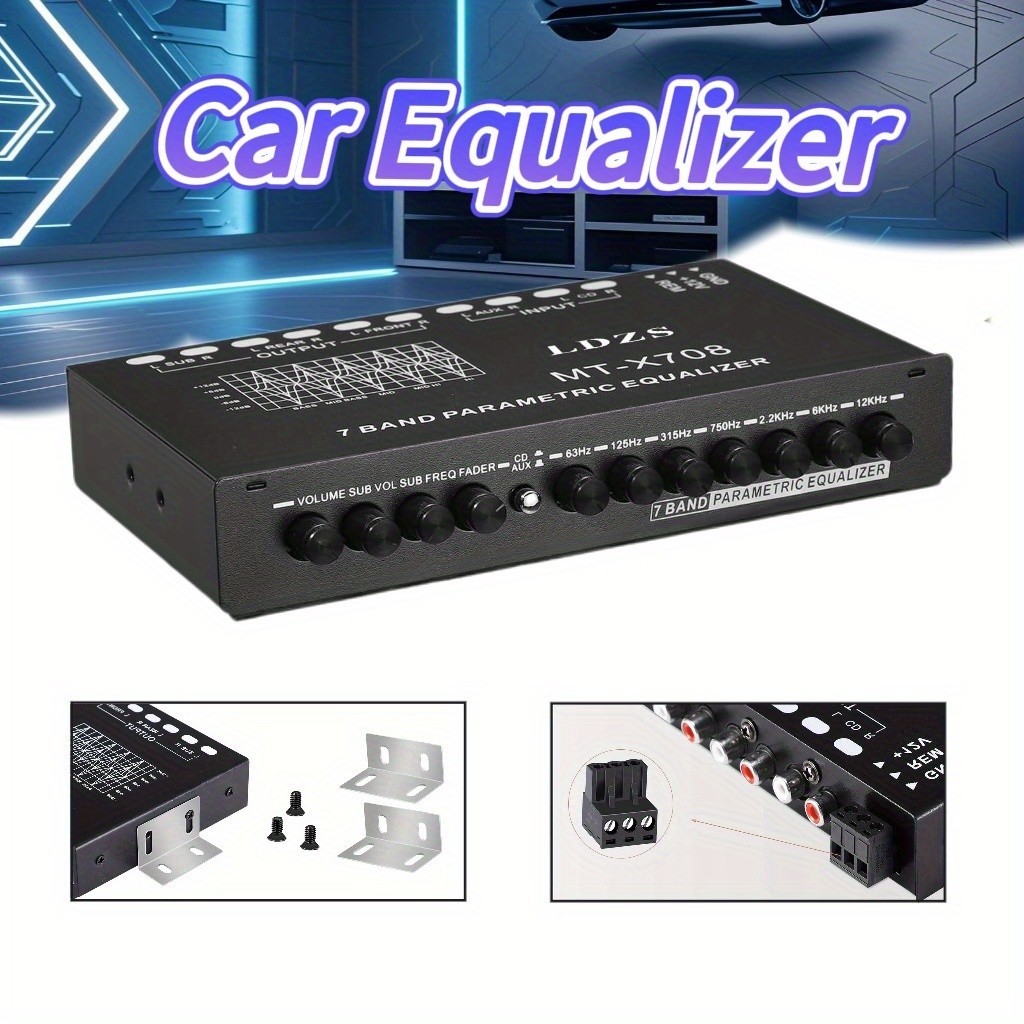 7 Band Pre Amp Graphic Car Audio Stereo Equalizer EQ w/ sub out Universal