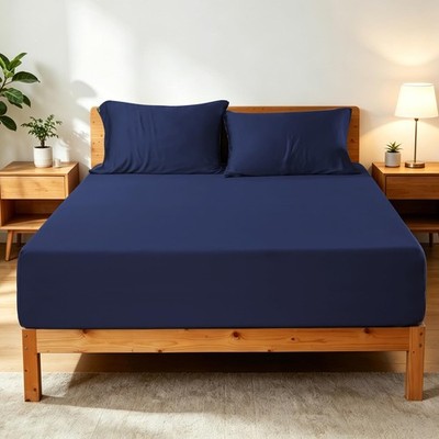 Zaizaihome Bamboo Viscose Fitted Sheet 16 Deep Pocket Hotel Luxury Silky Bottom