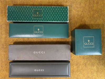 LOT OLD Gucci watch Gift paper box vintage case set booklet