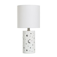 Nightlight Table Lamp for Kids with White Shade Stars and Space Themed Nursery