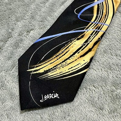 VTG J. GARCIA Tie Mens Butterfly Study Watercolor Art #7 Abstract 100% Silk Y2K