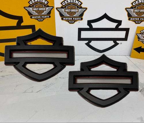 OEM Harley CVO Touring Fuel Tank Emblems Badges Denim Black & Orange Genuine