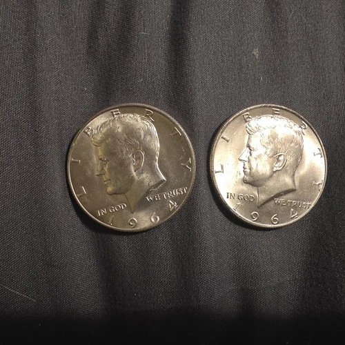 2 90% Silver 1964 JFK Half Dollar. very good condition. 2/3 troy oz of silver!