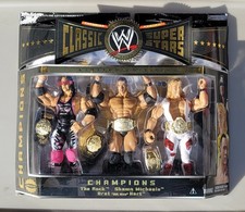 wwe wwf ljn classic superstars bret hart, the rock & shawn michaels figures