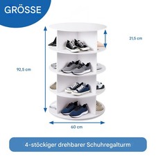 360 Drehbarer Schuhregal Turm 4-Etagen Sneaker Regal Drehbar Weißer current