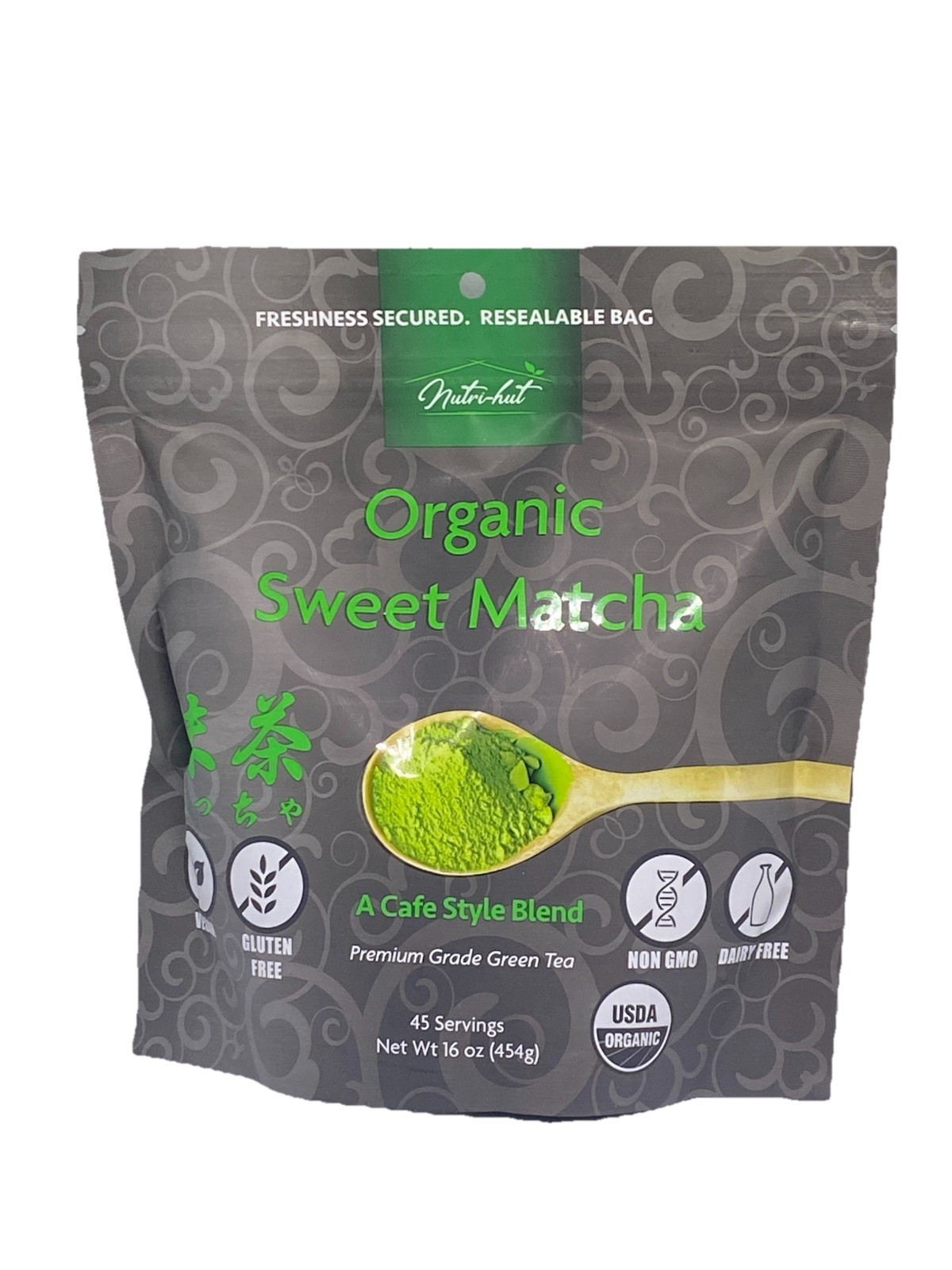 Nutri-hut Organic Sweet Matcha Premium Grade Green Tea 16 oz USDA Organic