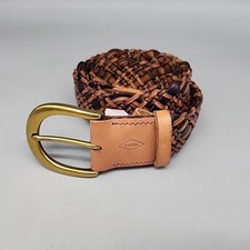 NWT Fossil Belt Mens Brown Leather Braided Large