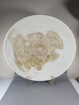 Large Pasta Serving Bowl 14.5  White Art Glass Bubble Salad Dish