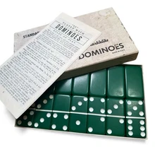 Vtg Puremco Standard Marblelike No 616 GREEN Dominoes dominos Original Box USA