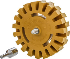 Rubber Eraser Wheel with Drill Adapter - 4 Knobby Slotted Edge Pad - Decal Remo