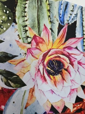 Cactus/Flowers Non- Slip Mouse Mat Pad with Stitched Edges Small Sz 26x21cm