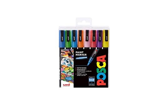 POSCA PC-3M Fine Tip Acrylic Paint Marker Pens, 8  Assorted colors 
