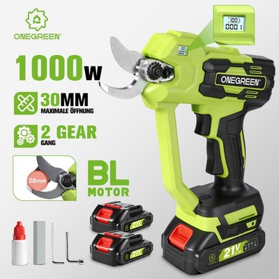 Akku Astschere Bürstenlos Elektrische Gartenschere 30mm Baumschere mit 2x Akkus