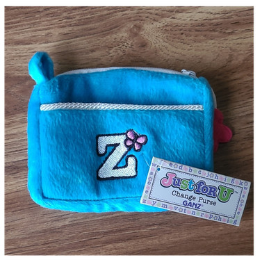 GANZ Just for U Blue Plush  Z  Small Zippered Change Purse Pink Butterfly PT282