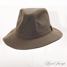 LNWOT Barbour of England Dark Forest Green Waxed Cotton Country Fedora Hat XL NR