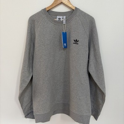 NWT Adidas Originals Trefoil Essentials Crew Sweatshirt Grey Men s Sz XL FRESHIP