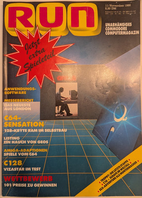 RUN - unabhängiges Commodore Magazin | Ausgabe 11 Nov 1986 | Commodore 16 64 128