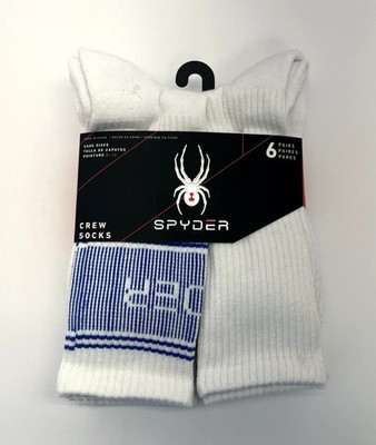 Spyder Men's 6 Pair Comfort Welt Half Cushion Crew Socks Size 6-12 NEW with TAGS