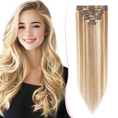 20CM Remy Clip in Extensions Glatt Echthaar Haarteil 8 Stück Haarverlängerung...