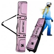 Padded Snowboard Bag with Wheels, Rolling Ski Bags for Air Travel with Pink