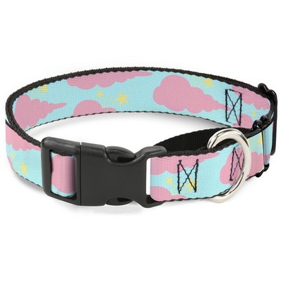 Plastic Martingale Collar Cloudy/Starry Sky Aqua/Pink/Yellow WIDE-Sm (US IMPORT)