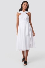 NA-KD women's dress sundress sleeveless casual dress wide strap midi white, 40