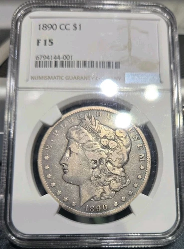 1890 CC NGC F 15 MORGAN DOLLAR 