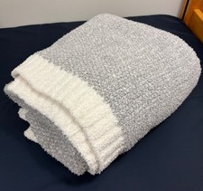 Snuggle Sac Throw Blanket for Couch, Reversible Super Soft Knitted