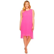 vince camuto pink sleeveless chiffon overlay swing dress EUC 2X