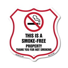 No Smoking Shield Sign This Is A Smoke Free Property Thank Y Shield Shaped Sign