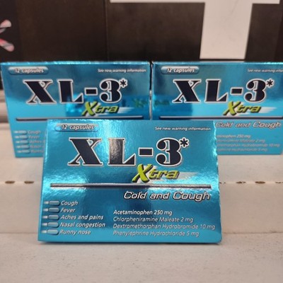 3 Pack XL-3 XTRA COLD & COUGH MEDICINE 12 CAPS /XL3 GRIPA & TOS 36 CAPS en Total
