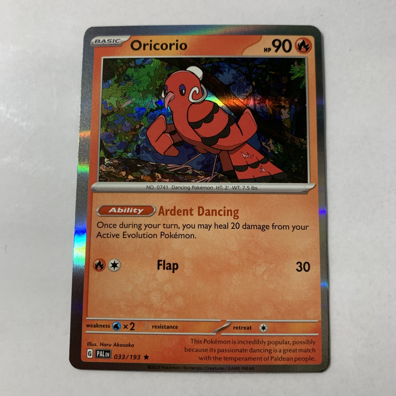Oricorio 33/193 Rare Holo Paldea Evolved Pokemon
