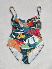 Vince Camuto Womens Tropical Floral Cutout One Piece Swimsuit Size 10 NWT