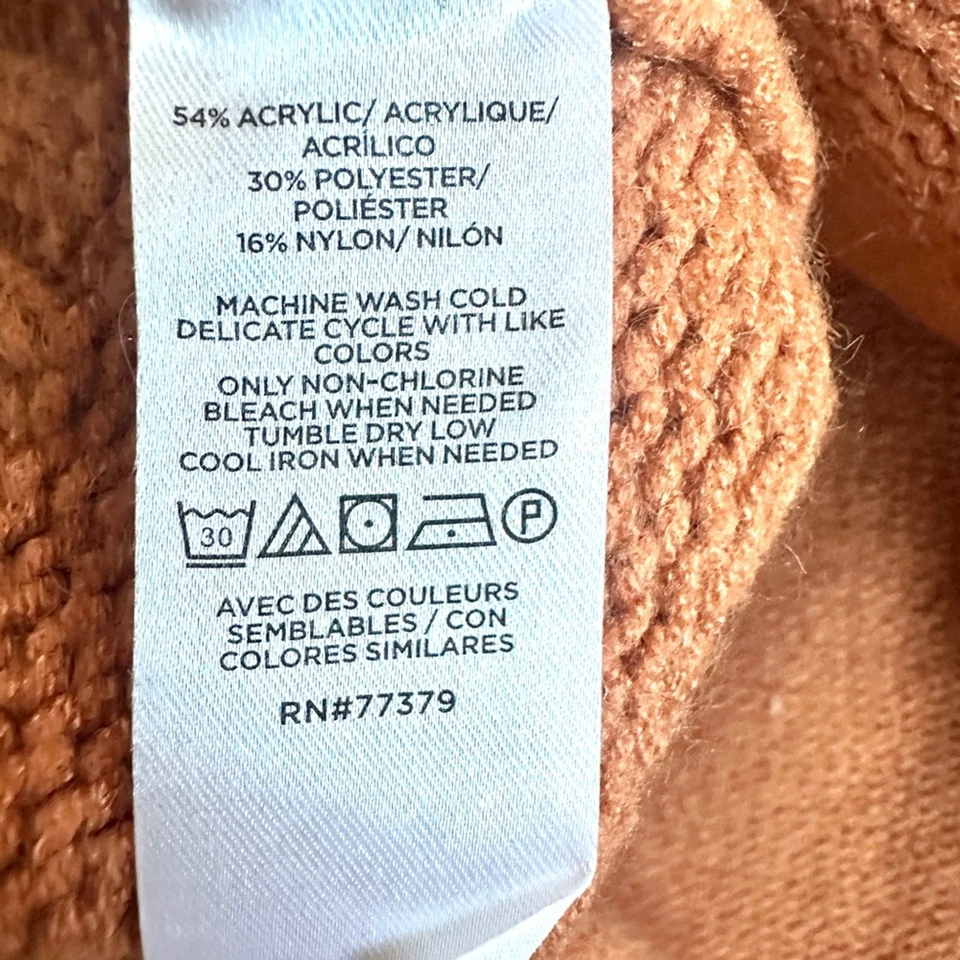 Acogedor suéter Ann Taylor años 90 coral naranja cuello redondo óxido XL Foto 3 de 4